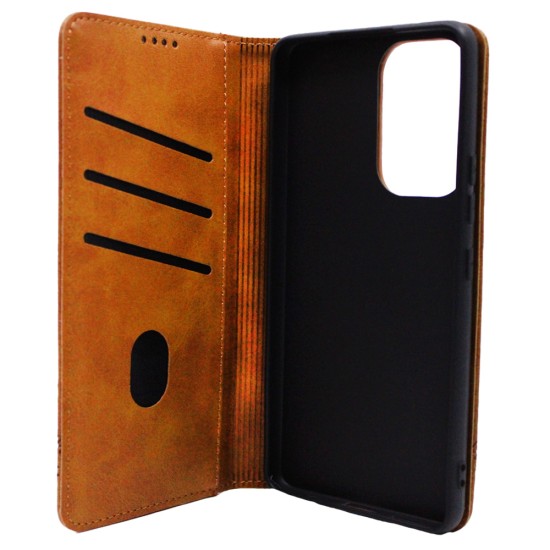  LEATHER FLIP COVER WITH INTERNAL POCKET AND CARD HOLDER FOR SAMSUNG A33 5G BROWN.